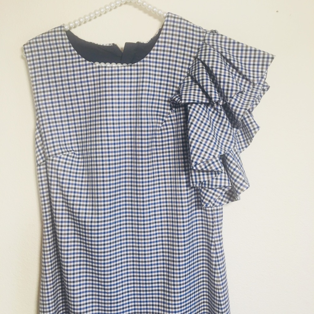 New Banana Republic Plaid OneShoulder RuffleSleeve